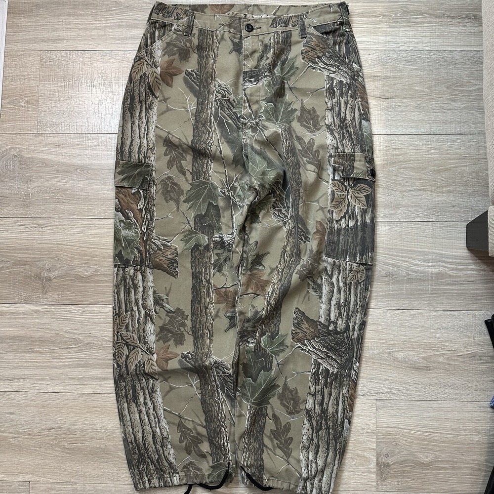 VTG Liberty Camo‎ Cargo 6 Pocket Pants USA Made Real Tree Adjustable Waist 33x30